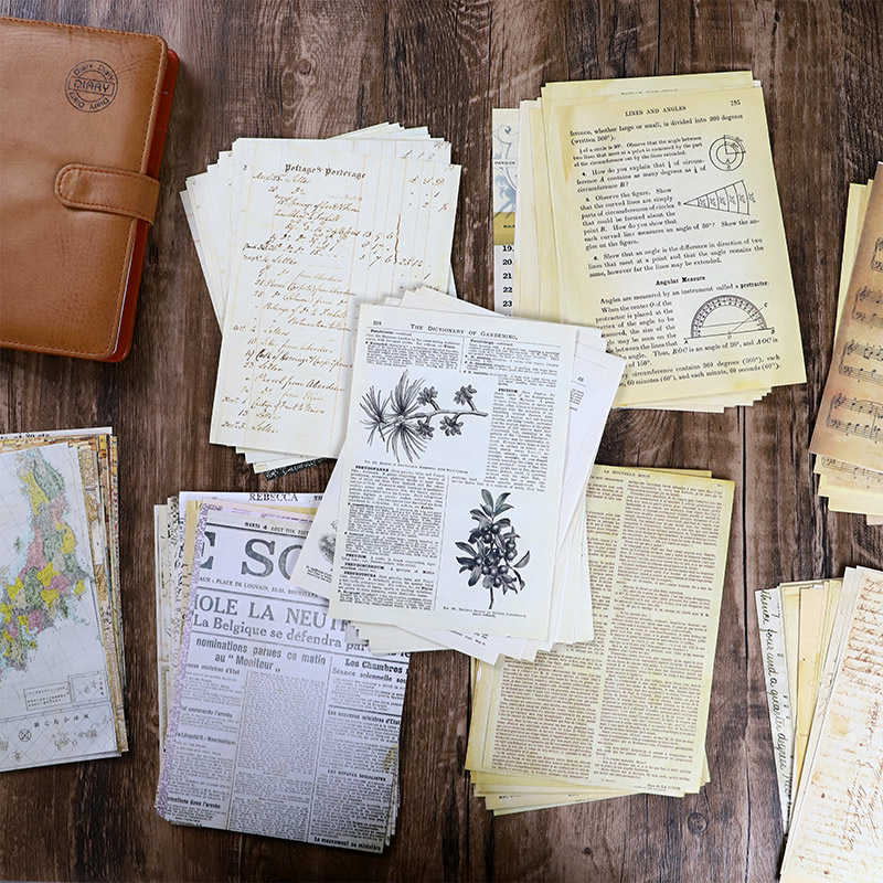 Vintage Junk Journal Scrapbooking Paper - 30 pièces ancienne carte fleur lettres