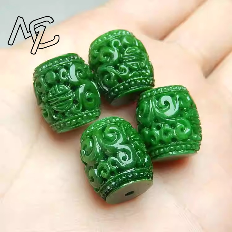 Perles sculptées en Jade vert  - Beading avis et prix