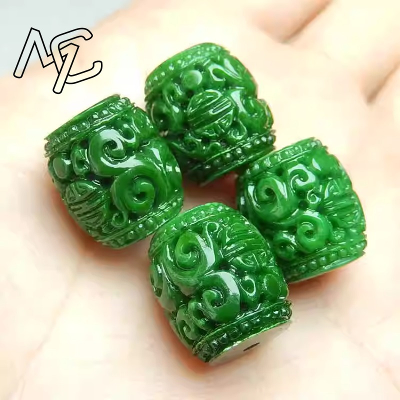 Perles sculptées en Jade vert  - Beading avis et prix
