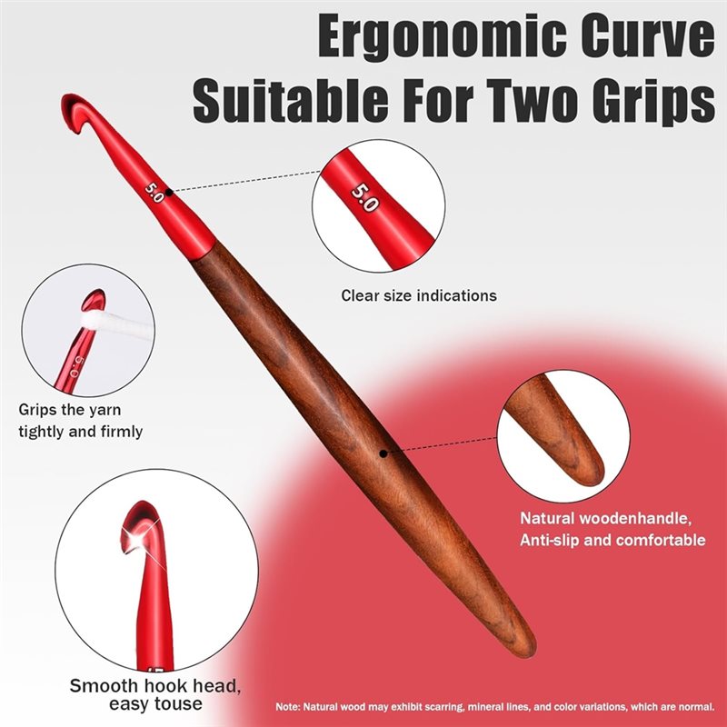 【DERNIÈRE CHANCE】Ensemble de c - Wooden Crochet Hooks Ergonomic Handle avis et prix